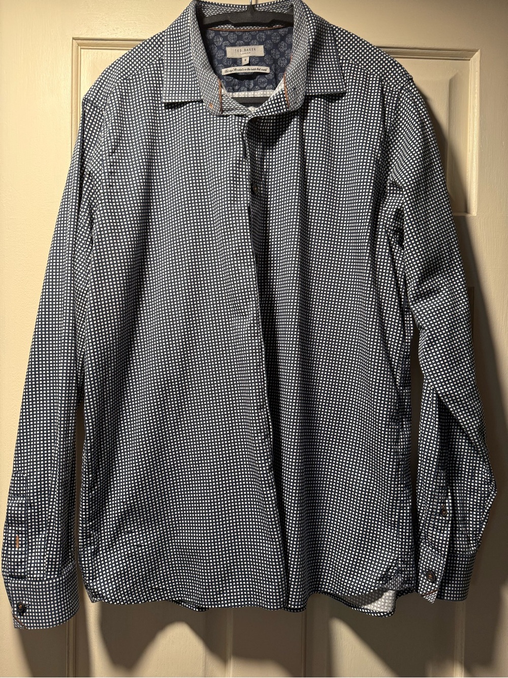 Ted Baker London Men’s XXL Size 6 Navy Geometric Dot Button Down Shirt